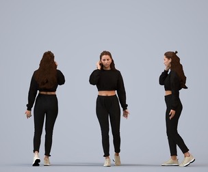 00500_Beatrice004 Adult Caucasian woman calling on smartphone in transitional seasonal sportswear
