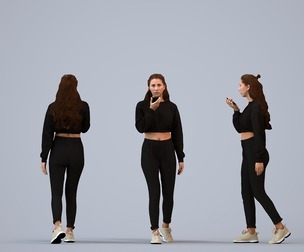 00500_Beatrice003 Adult Caucasian woman standing in sportswear holding smartphone, autumn spring