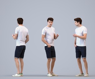00501_Liam005 Adult Caucasian man waiting in public space wearing casual summer clothing