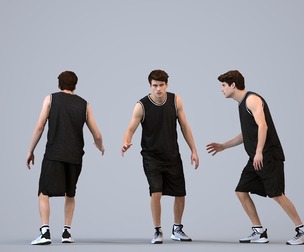 00505_Liam003 Adult Caucasian man walking in summer basketball attire for sports facility