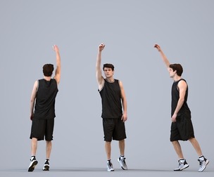 00505_Liam006 Adult Caucasian man waving in basketball attire for summer sports facility
