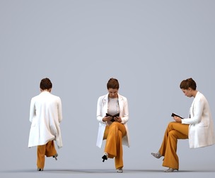 00509_Beatrice007 Adult Caucasian woman reading in office wearing autumn or spring business attire