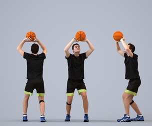 00510_Gael009 Adult Caucasian man standing in athletic wear holding basketball for sports facility