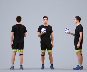 00510_Gael003 Adult Caucasian man standing with soccer ball in athletic summer wear