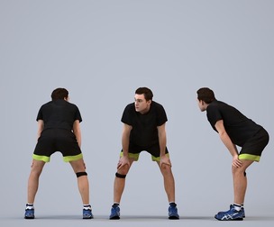 00510_Gael004 Adult Caucasian man crouching in athletic soccer wear for summer sports facilities
