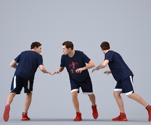 00512_Gael003 Adult Caucasian man running in basketball athletic wear for summer sports facilities