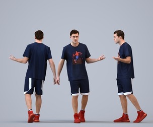 00512_Gael004 Adult Caucasian man walking in athletic soccer wear for summer sports facilities