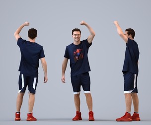 00512_Gael007 Adult Caucasian man standing in basketball athletic wear for sports facility