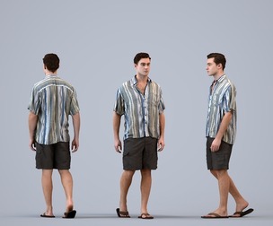 00514_Gael003 Adult Caucasian man walking in public wearing casual summer clothing