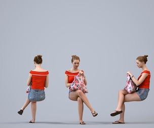00515_Vivian014 Teen Caucasian girl relaxing in public space with bag, summer casual attire