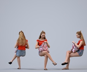 00515_Vivian009 Teen Caucasian female sitting casually with bag in summer attire