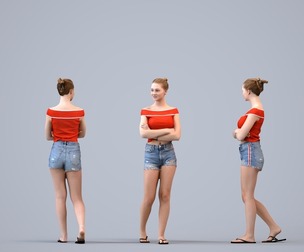 00515_Vivian018 Teen Caucasian female walking through public space in casual summer attire