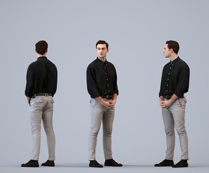 00519_Gael004 Adult Caucasian man waiting in public space wearing casual transitional seasonal