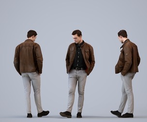 00519_Gael011 Adult Caucasian man standing casually in public space wearing winter clothing