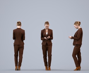 00520_Vivan008 Adult Caucasian woman standing in office wearing autumn or spring business attire