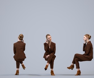 00520_Vivan013 Adult Caucasian woman sitting in office wearing transitional seasonal business attire