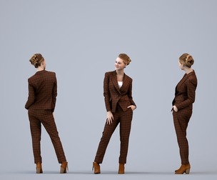 00520_Vivan010 Adult Caucasian woman presenting in office wearing autumn or spring business attire
