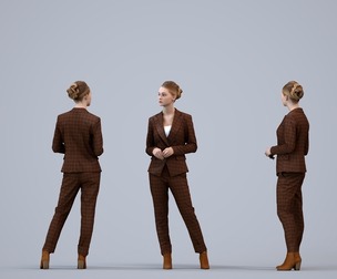 00520_Vivan004 Adult Caucasian woman waiting in office wearing autumn or spring business attire