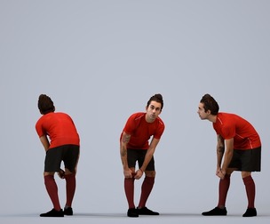 00521_Carlos005 Adult Caucasian man crouching during exercise in summer sportswear