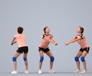 00522_Eva004 Adult Caucasian woman crouching during exercise in athletic sportswear