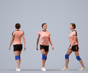 00522_Eva007 Adult Caucasian woman walking while exercising in summer sportswear