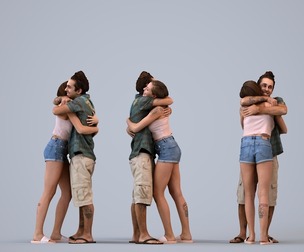 00527_EvaCarlos001 Adult Caucasian people bonding in public summer setting