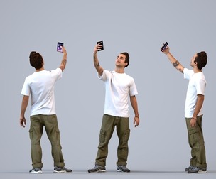 00528_Carlos004 Adult Caucasian man taking photo with smartphone in public space