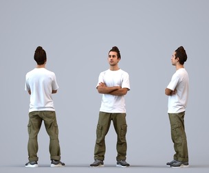 00528_Carlos003 Adult Caucasian man waiting in public space wearing summer casual attire