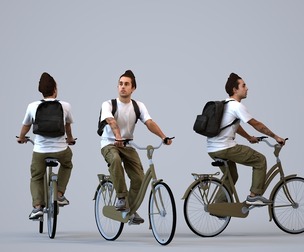 00528_Carlos012 Adult Caucasian man cycling in public space with casual summer attire