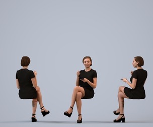 00529_Eva013 Adult Caucasian woman sitting in office with smartphone, business attire