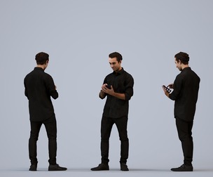 00530_Carlos007 Adult Caucasian man standing with smartphone in autumn or spring attire