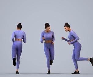 00533_Helen006 Adult Indian woman running outdoors in transitional seasonal sportswear