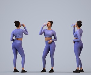 00533_Helen005 Adult Indian woman exercising in athletic wear for sports visualization