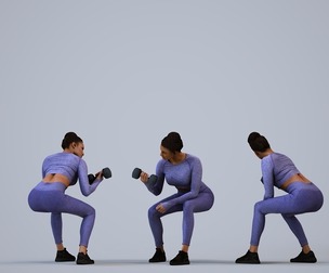 00533_Helen007 Adult Indian woman crouching during exercise in transitional seasonal sportswear
