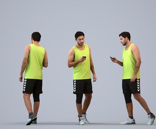 00533_Levi002 Adult Caucasian man walking in sportswear with smartphone, autumn or spring attire