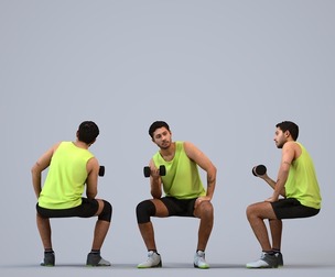 00533_Levi005 Adult Caucasian male crouching during exercise in autumn or spring sportswear