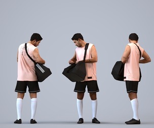 00535_Levi004 Adult Caucasian male exercising in summer sportswear with gym bag