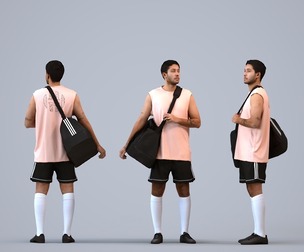 00535_Levi003 Adult Caucasian male waiting in summer sportswear with bag