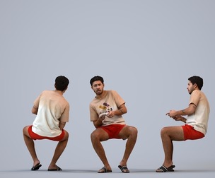 00536_Levi010 Adult Caucasian man sitting comfortably at home in casual summer clothing