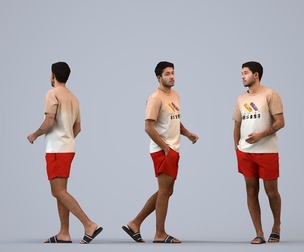 00536_Levi003 Adult Caucasian man walking through public space in casual summer attire