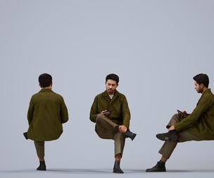 00538_Levi007 Adult Caucasian man sitting in public space with smartphone, autumn attire