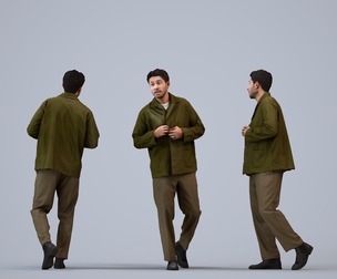 00538_Levi004 Adult Caucasian man walking through public space in transitional seasonal clothing