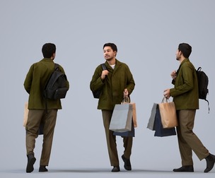 00538_Levi009 Adult Caucasian man shopping with bag in autumn or spring attire