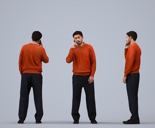 00540_Levi004 Adult Caucasian man calling on smartphone in public wearing transitional attire