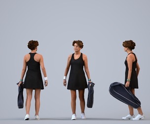 00542_Dora003 Adult Caucasian woman exercising in summer sportswear with gym bag