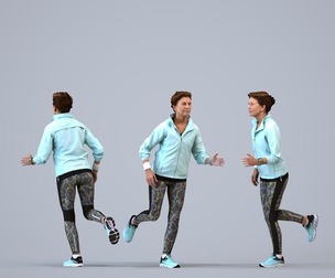00543_Dora004 Adult Caucasian woman running in sport attire for transitional seasons