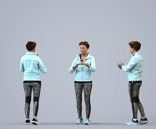 00543_Dora006 Adult Caucasian woman standing in sportswear for transitional seasonal athletics