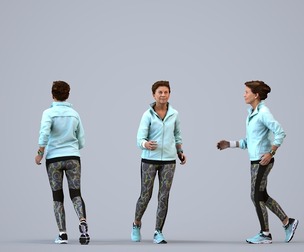 00543_Dora003 Adult Caucasian woman running in athletic wear for transitional seasons