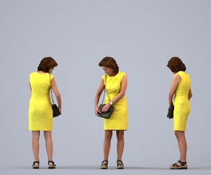 00545_Dora004 Adult Caucasian woman waiting in office wearing summer business attire with bag