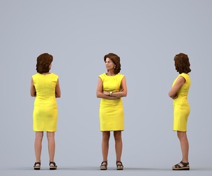 00545_Dora003 Adult Caucasian woman waiting in office wearing professional summer business attire